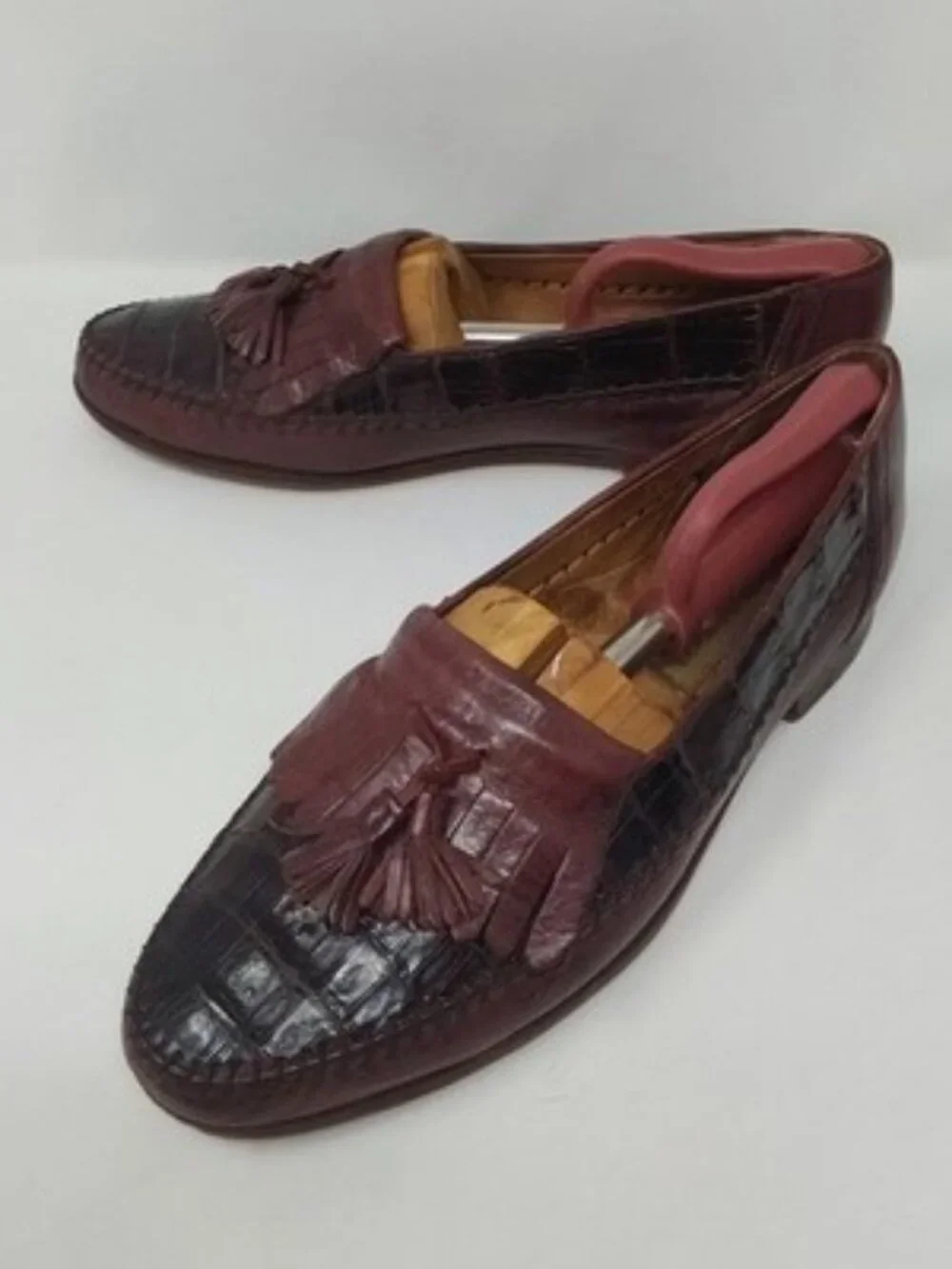 Bruno Magli Crocodile Tassel Loafers Brown Dress Shoes Italy Mens Size 9M